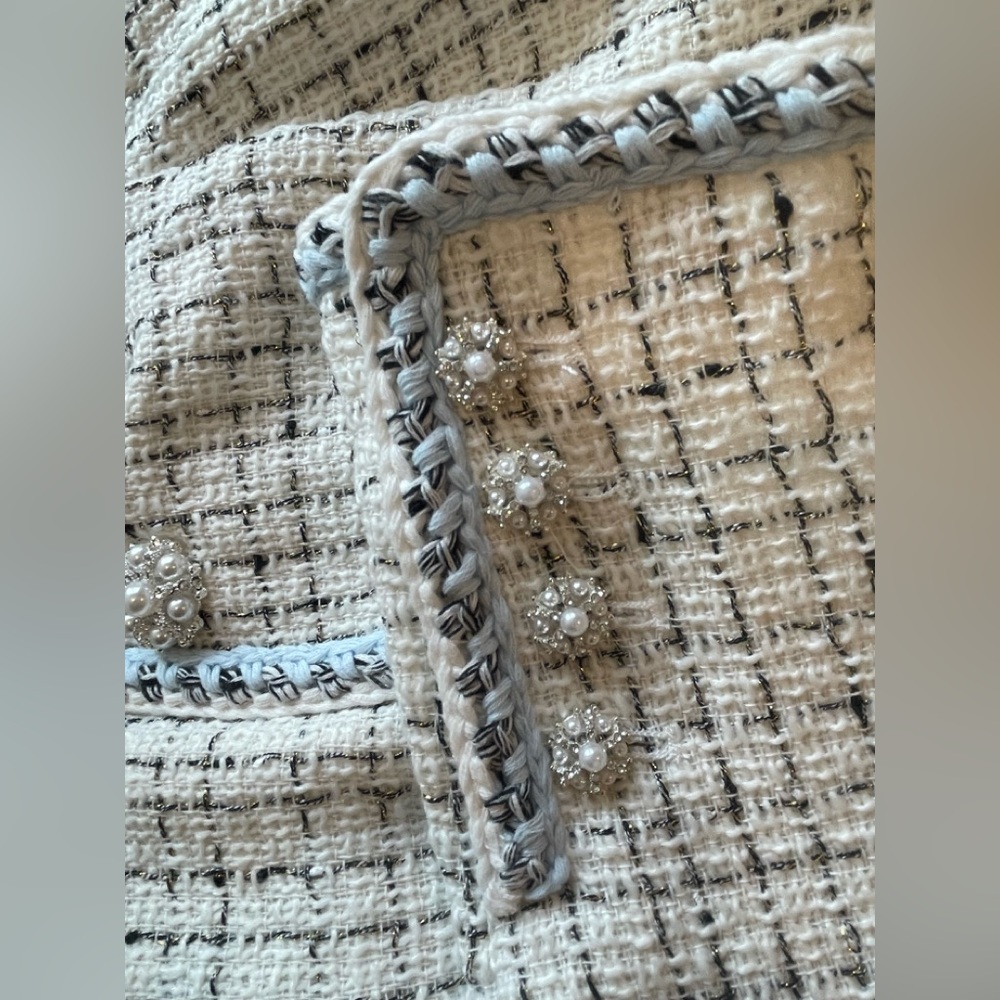 Self Portrait Ivory Bouclé Tailored Midi Dress - Picture 7 of 10